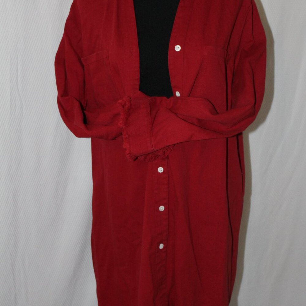 SALE! ZILCREMO Denim Shirt Dress Long Sleeve Button Down Casual RED XL NWT's - Picture 8 of 16